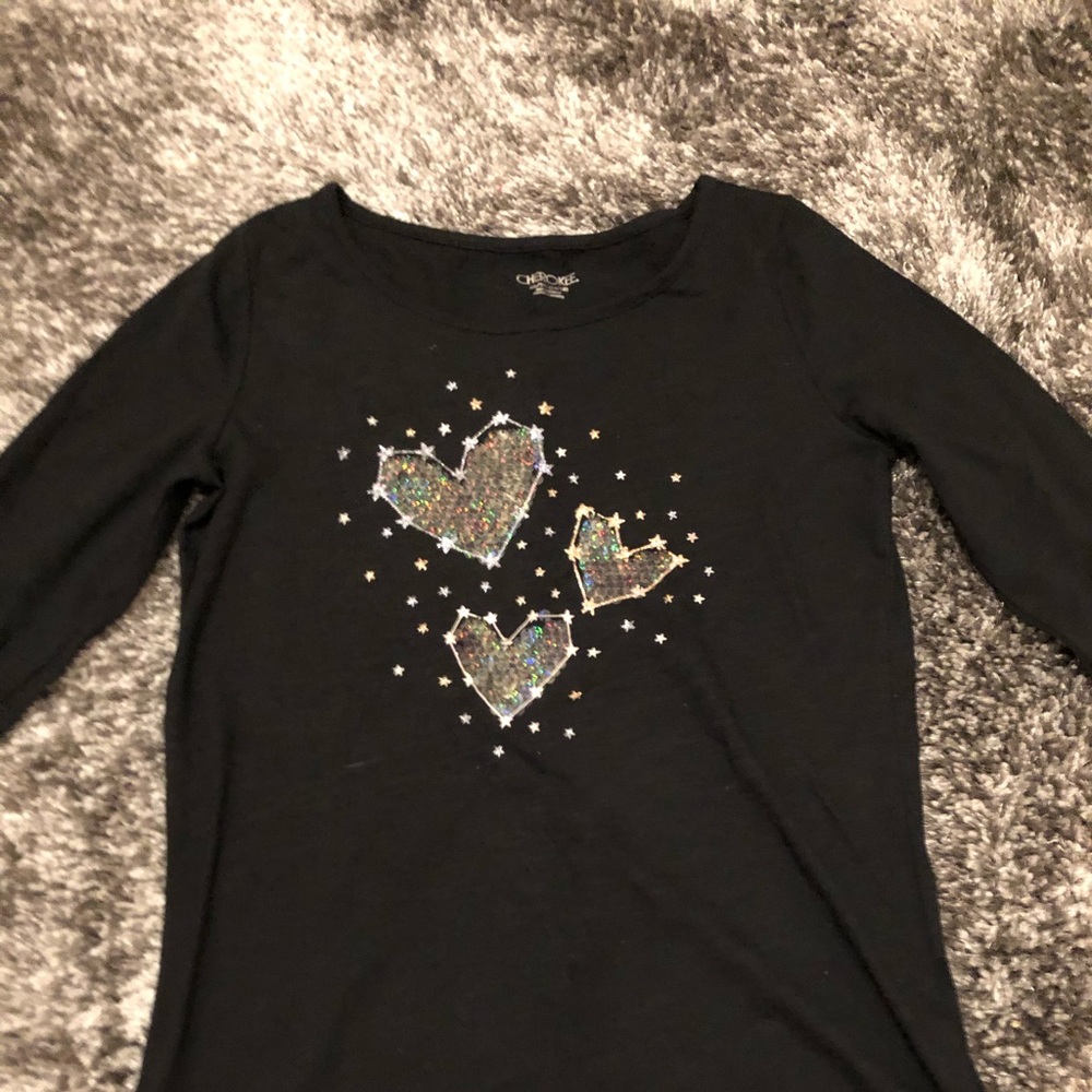 Cherokee sparkly heart long sleeved top